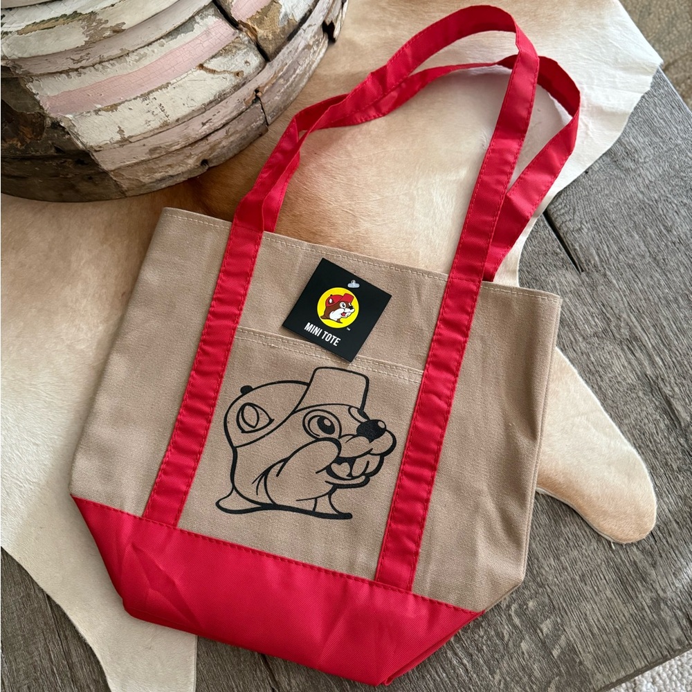 Brand NWT Buc-ees Mini Tote Bag in Red and Tan